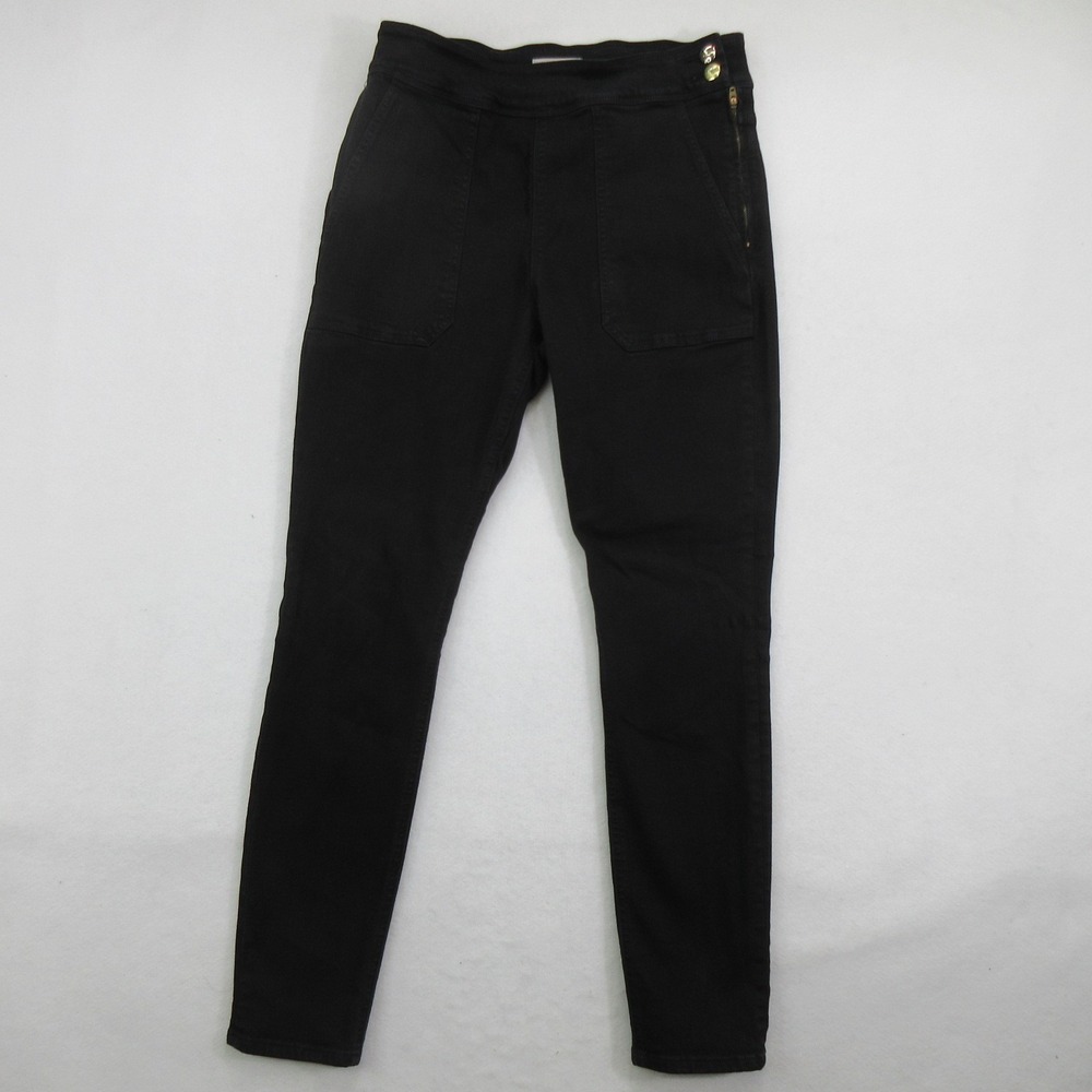 Frame Women's Skinny Jeans Size 30 High Rise Side Zip Patch Pocket Black
